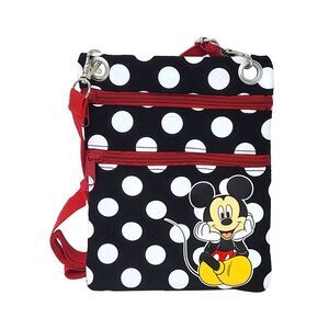 New Disney Mickey Mouse Passport Bag Crossbody Purse Travel Black White